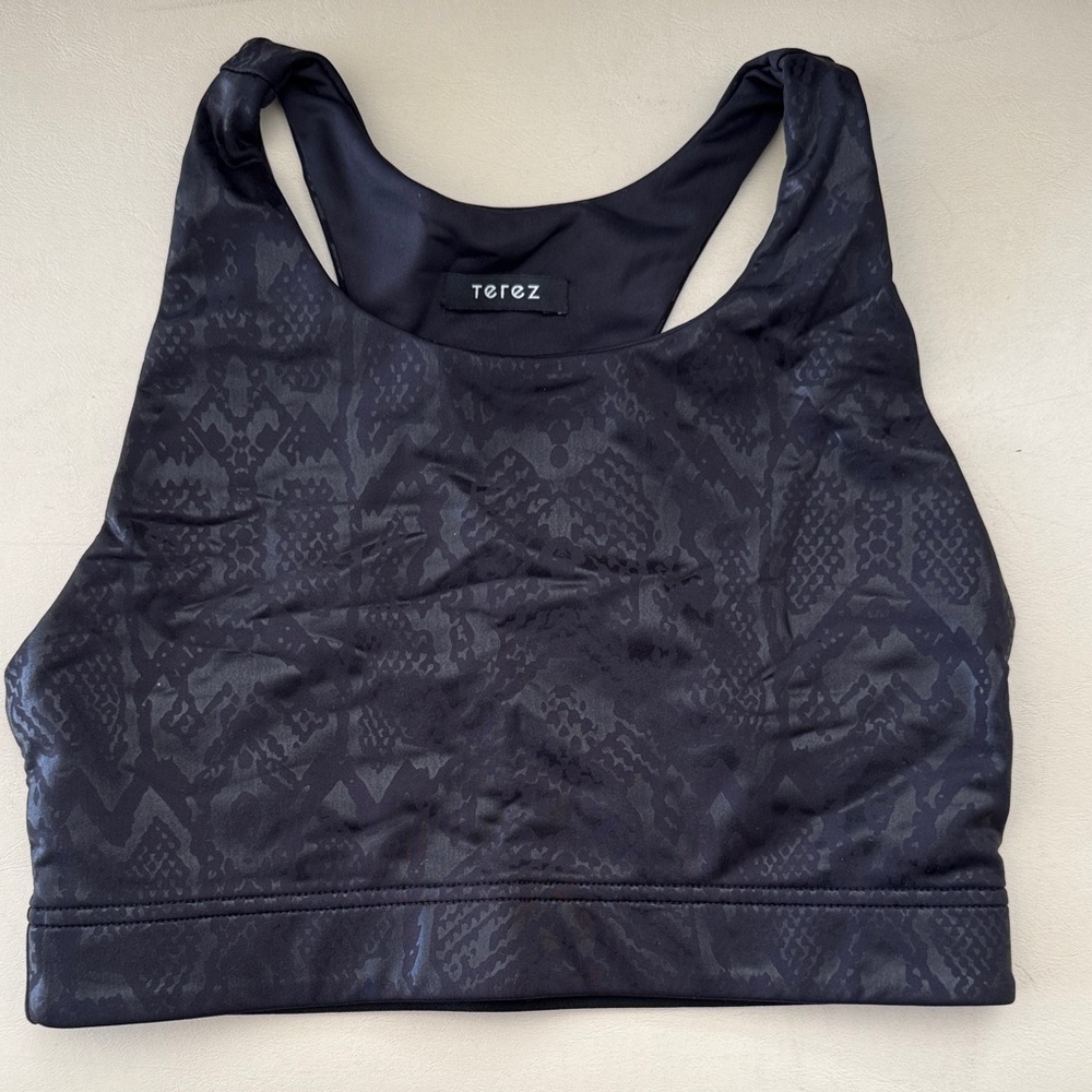 Terez Charcoal Patterned Sports Bra